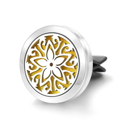 Car Aromatherapy Stainless Steel Hollow Pattern Diffuser Air Outlet Freshener Clip Essential Oil Perfume Lockets Pendant Jewelry