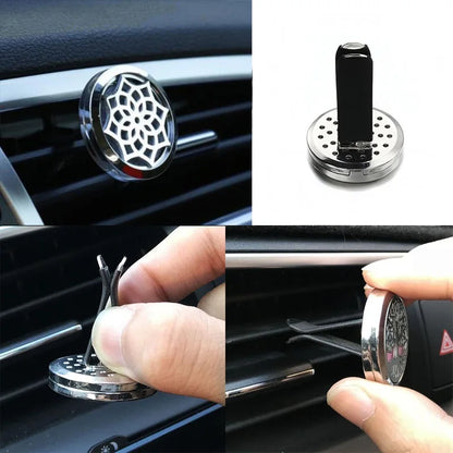 Car Aromatherapy Stainless Steel Hollow Pattern Diffuser Air Outlet Freshener Clip Essential Oil Perfume Lockets Pendant Jewelry