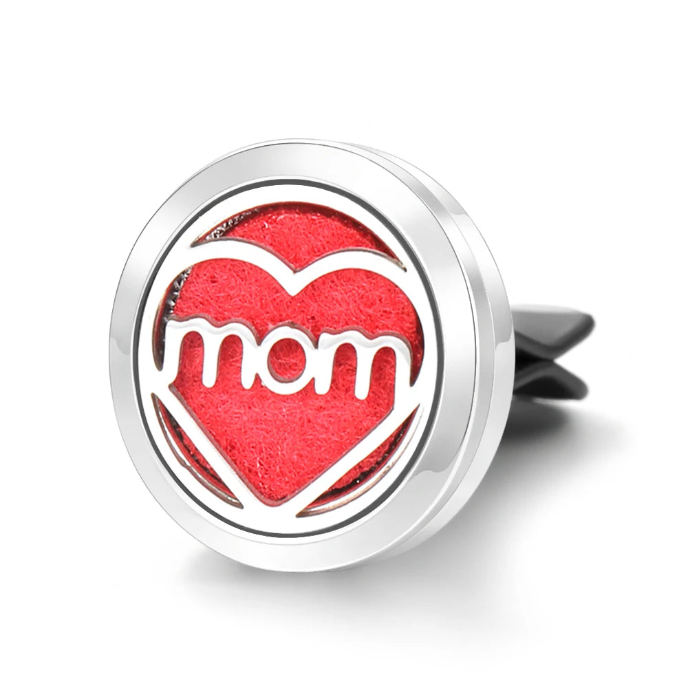 Car Aromatherapy Stainless Steel Hollow Pattern Diffuser Air Outlet Freshener Clip Essential Oil Perfume Lockets Pendant Jewelry