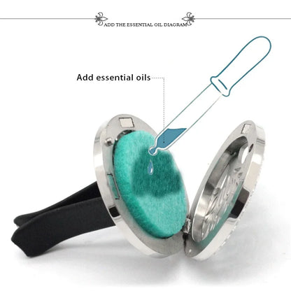 Car Aromatherapy Stainless Steel Hollow Pattern Diffuser Air Outlet Freshener Clip Essential Oil Perfume Lockets Pendant Jewelry