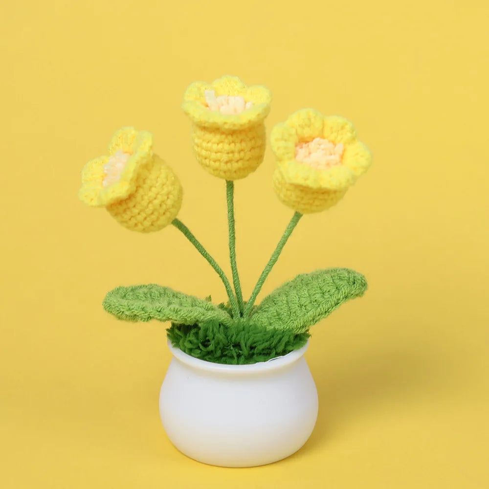 Handmade Crochet Orchid Pot with Light