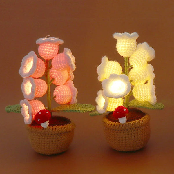 Handmade Crochet Orchid Pot with Light