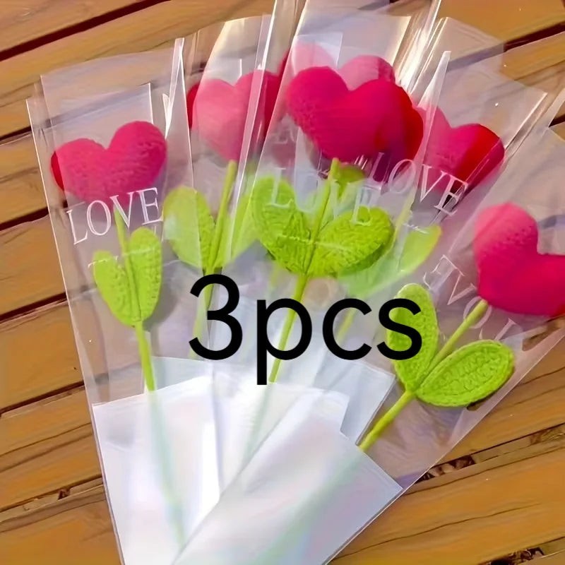 3pcs/6pcs handcrafted heart-shaped bouquets, heart-shaped flowers, Valentine's Day, Mother's Day, special gifts, home decoration