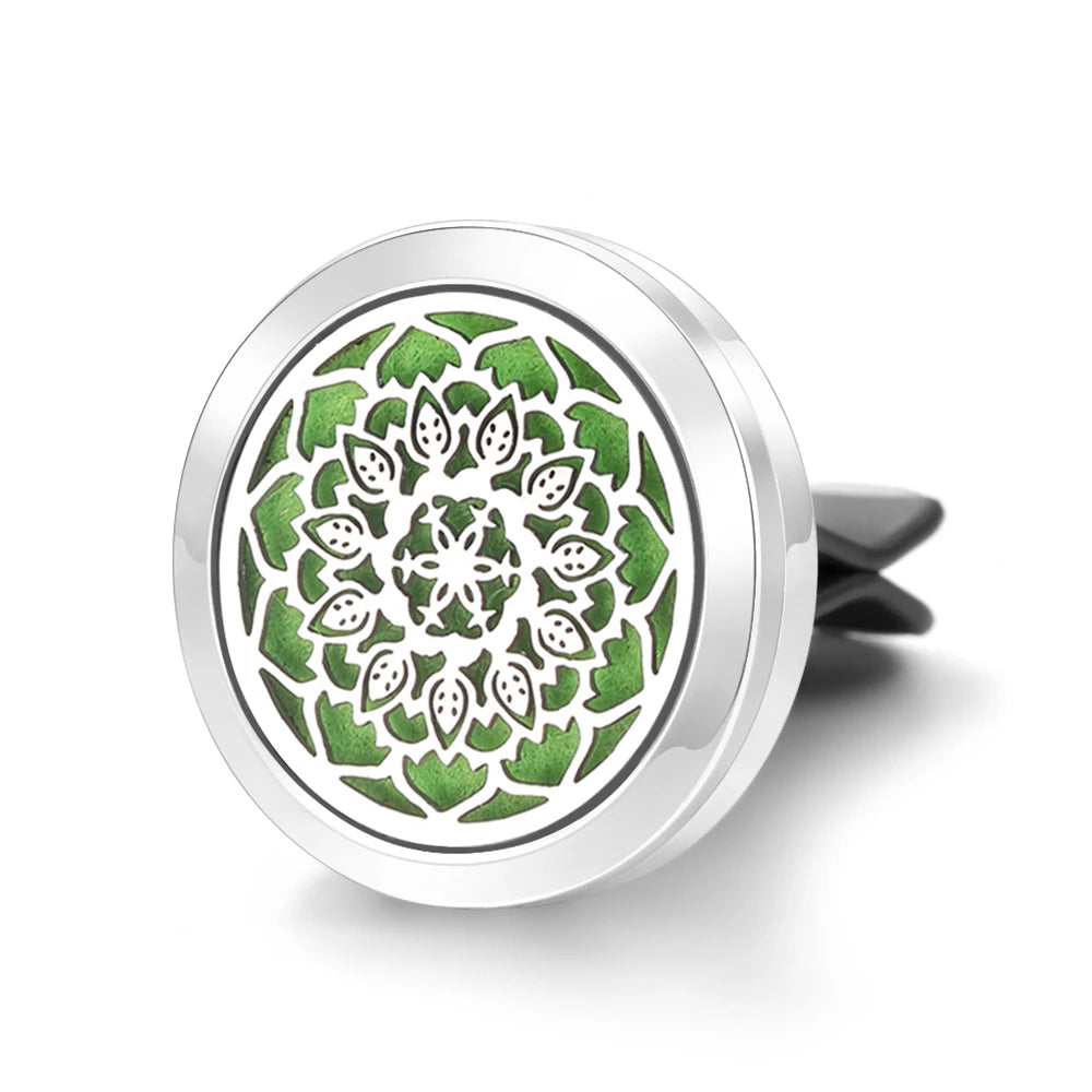 Car Aromatherapy Stainless Steel Hollow Pattern Diffuser Air Outlet Freshener Clip Essential Oil Perfume Lockets Pendant Jewelry